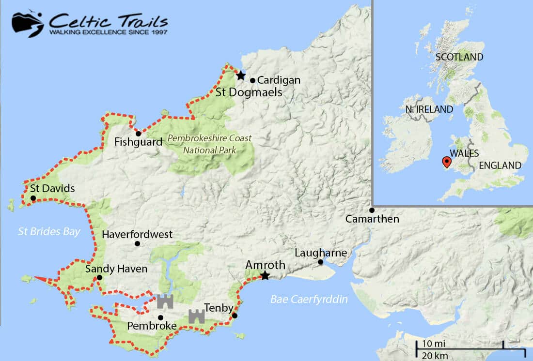 Pembrokeshire Coast Path Walking Holidays With Celtic Trails   Pembrokeshire Coast Path Map 