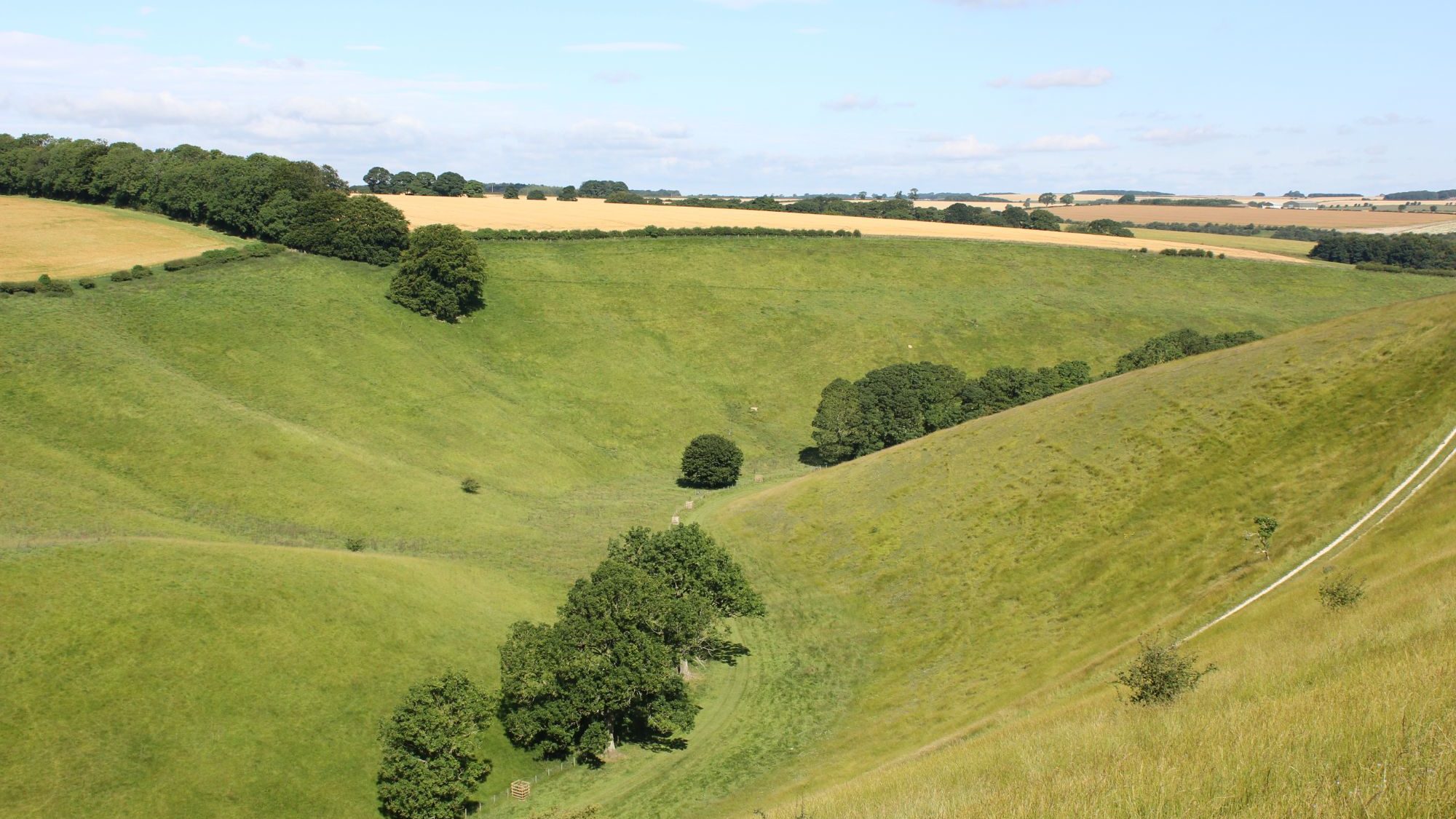 View of hills on the Yorkshire Wolds Way